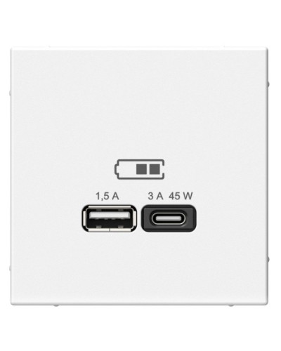 ArtGallery розетка USB тип-A+C 45Вт, скрытой установки, механизм, белый (GAL000129). Розетка USB. Systeme Electric в Вологде