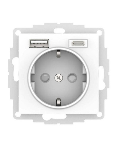 AtlasDesign розетка 1-местная с 2 USB A+C, скрытой установки, механизм, белый (ATN000132). Розетка с USB. Systeme Electric в Вологде