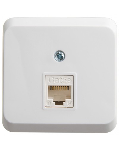 Этюд розетка RJ45 1-местная, кат. 5Е, открытой установки, белый (KOMA-001B). Розетка компьютерная. Systeme Electric в Вологде