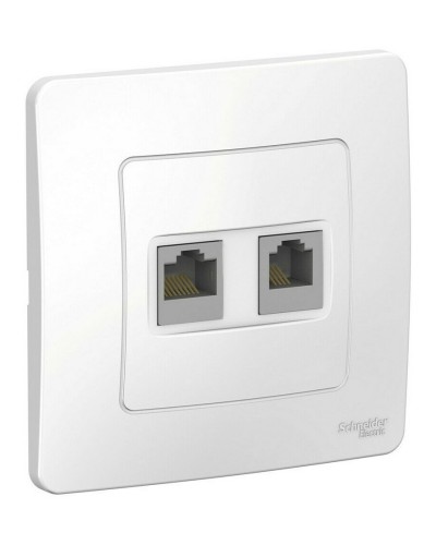 BLANCA розетка RJ45+RJ11 2-местная, кат. 5Е, скрытой установки, белый (BLNIS045111). Розетка компьютерная + телефонная. Systeme Electric в Вологде