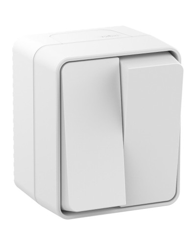 AtlasDesign PROFI54 выключатель 2-клавишный, открытой установки, белый (ATN540151). Выключатель. Systeme Electric в Вологде