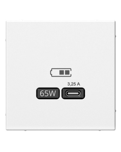 ArtGallery розетка USB тип-С 65Вт высокоскоростной заряд. QC, PD, скрытой установки, механизм, белый (GAL000127). Розетка USB. Systeme Electric в Вологде