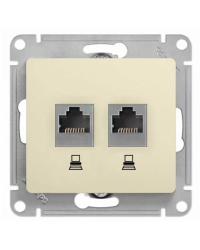 Glossa розетка RJ11+RJ45, 2-местная, кат. 5Е, скрытой установки, механизм, бежевый (GSL000285). Розетка компьютерная + телефонная. Systeme Electric в Вологде