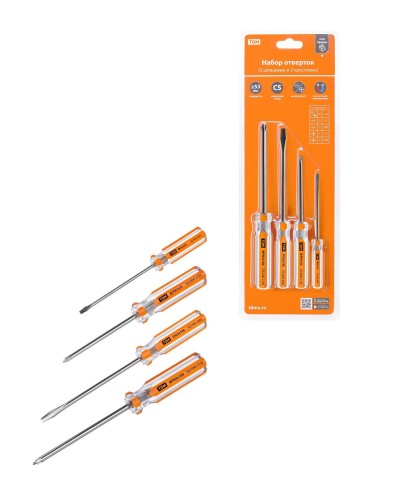 Набор отверток 4шт.: SL3x75, SL5х100, PH1х75, PH2х100, блистер, CS Гранит TDM (SQ1013-0101). Набор отверток. TDM ЕLECTRIC в Вологде