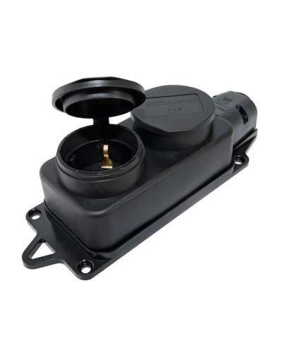 Розетка двухместная 2Р+РЕ 16А 250В IP44 (SQ0612-0037). Розетка двухместная с заглушками каучук. TDM ЕLECTRIC в Вологде