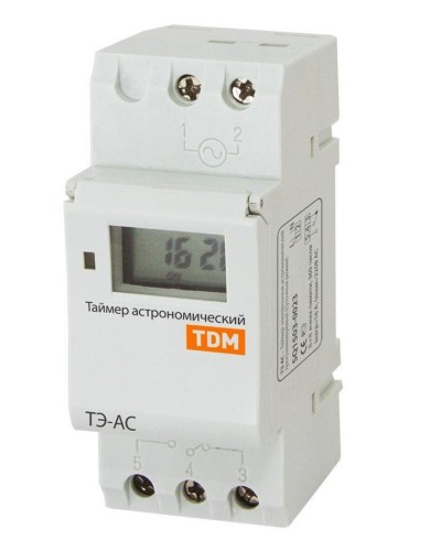 ТЭ-АС-1мин/24ч-8on/off-16А-DIN (астрономический) TDM (SQ1503-0023). Таймер электронный. TDM ЕLECTRIC в Вологде