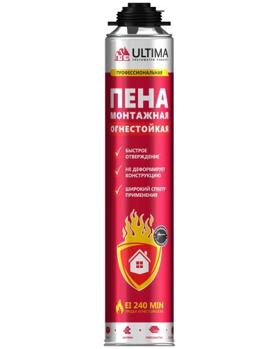 Пена огнестойкая ULTIMA PRO, 750 мл. Пена монтажная профессиональная. ULTIMA в Вологде