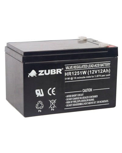 ZUBR HR 1251W (12V, 12Ah). Аккумулятор герметичный свинцово-кислотный. ZUBR в Вологде