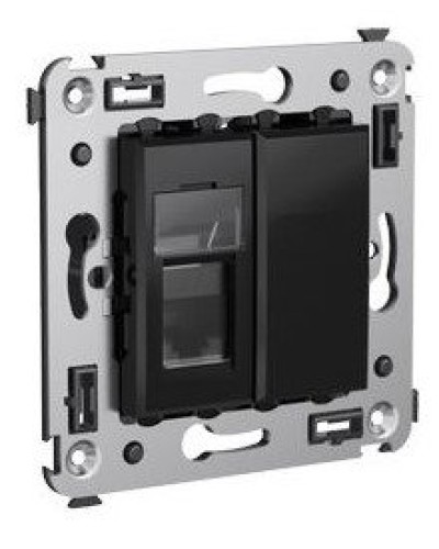 Розетка RJ-45 в стену Avanti одинарная черный квадрат (4402463). Розетка компьютерная. ДКС в Вологде