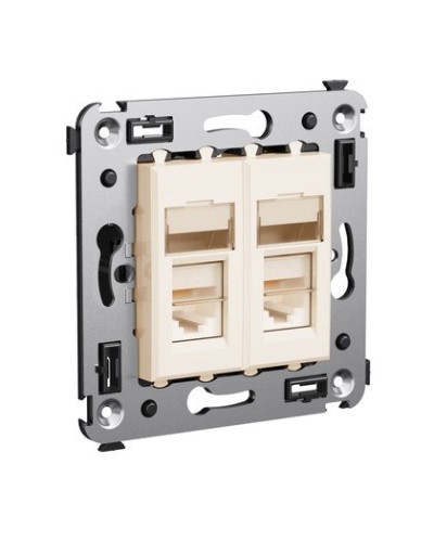 Розетка RJ-45 Avanti в стену двойная экранированная ванильная дымка (4405364). Розетка. ДКС в Вологде