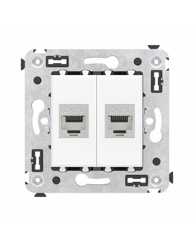 Розетка RJ-45 в стену, кат.6E, Avanti, двойная, белое облако (4400794). Розетка компьютерная модульная. ДКС в Вологде