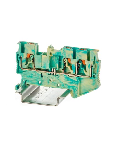 Клемма заземления, 3 точки подключения, 2.5 кв.мм (VPR-2.5-TWIN-PE-YG). Клемма заземления, зажим push-in. ДКС в Вологде