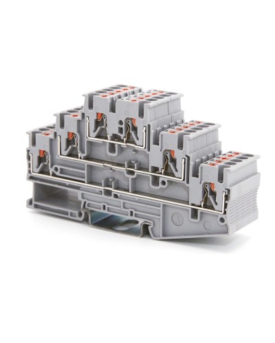 Клемма трехуровневая, зажим push-in, 2.5 кв.мм, синяя (VPR-2.5-3L-BU). Клемма проходная, 6 точки подключения. ДКС в Вологде