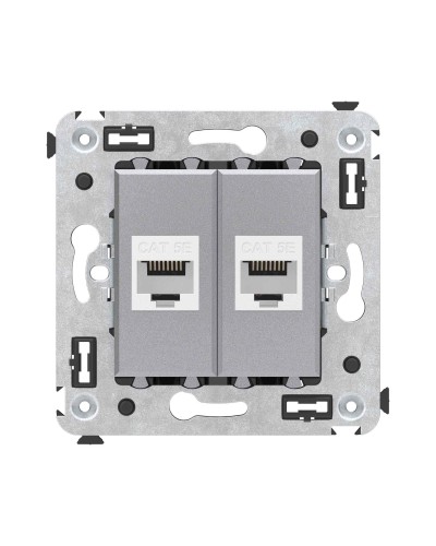 Розетка RJ-45 в стену, кат.5E, Avanti, двойная, закаленная сталь (4404664). Розетка компьютерная. ДКС в Вологде