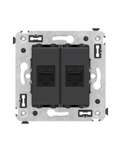 Розетка RJ-45 в стену, кат.5E, Avanti, двойная, черный матовый (4412664). Розетка компьютерная. ДКС в Вологде