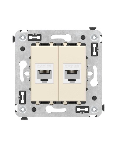 Розетка RJ-45 в стену, кат.5E, Avanti, двойная, ванильная дымка (4405664). Розетка компьютерная. ДКС в Вологде