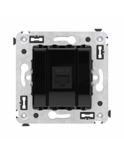 Розетка RJ-45 в стену, кат.6E, Avanti, одинарная, черный квадрат (4402693). Розетка компьютерная. ДКС в Вологде