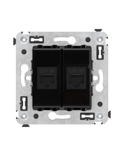 Розетка RJ-45 в стену, кат.5E, Avanti, двойная, черный квадрат (4402664). Розетка компьютерная. ДКС в Вологде
