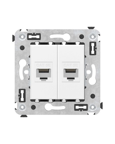 Розетка RJ-45 в стену, кат.5E, Avanti, двойная, белое облако (4400664). Розетка компьютерная. ДКС в Вологде