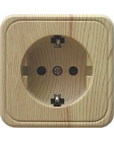 Розетка одинарная открытой установки с з/к, сосна, LK Standard (813225). Розетка с заземляющими контактами и защитными шторками. Экопласт в Вологде
