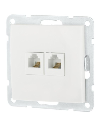 Розетка телефонная двойная 2xRJ-12 с накладкой, белый LK60 (865604-1). Розетка телефонная. Экопласт в Вологде
