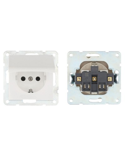 Розетка с з/к, шторками и крышкой, белый LK80 (843404-1). Розетка. Экопласт в Вологде