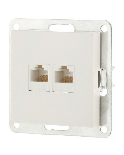 Розетка 2xRJ-45 кат.5е с накладкой, белый LK80 (846204-1). Розетка компьютерная двойная. Экопласт в Вологде