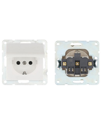Розетка с з/к, шторками и крышкой, белый LK60 (863404-1). Розетка. Экопласт в Вологде