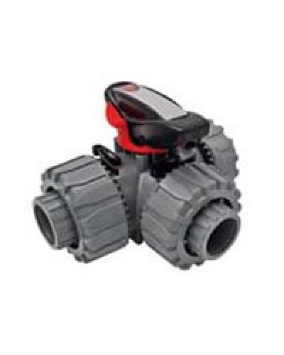 Ecoplast Кран шаровой трехходовой ПВХ D25 (уплотнение TPV, остальное EPDM) с муфтовым окончанием (49448). Кран шаровой, с муфтовым окончанием. Экопласт в Вологде