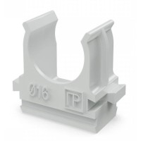 Крепеж-клипса для труб АБС-пластик в карт D16 (200 шт) (PR.0616). Крепление для труб ПВХ. Промрукав