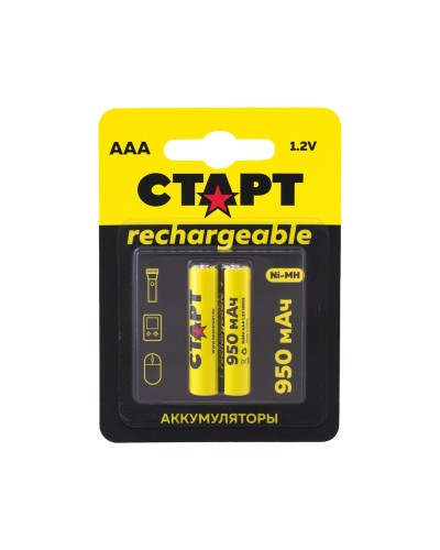 СТАРТ HR03 (AAA, 950mah), упак. 2 шт. БЛИСТЕР. Перезаряжаемые аккумуляторы. СТАРТ в Вологде