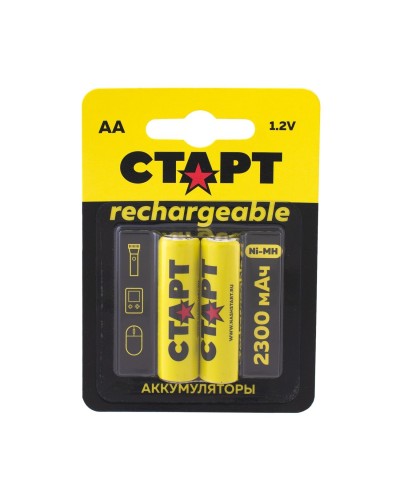 СТАРТ HR6 (AA, 2300 mah), упак. 2 шт. БЛИСТЕР. Перезаряжаемые аккумуляторы. СТАРТ в Вологде