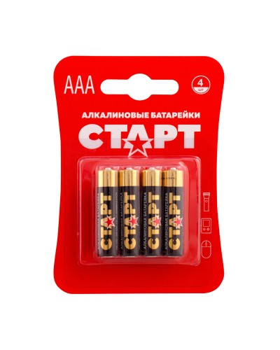 СТАРТ LR03-BL4 (1,5 В, AAA, LR03), упак. 4 шт. БЛИСТЕР. Алкалиновые батарейки. СТАРТ в Вологде