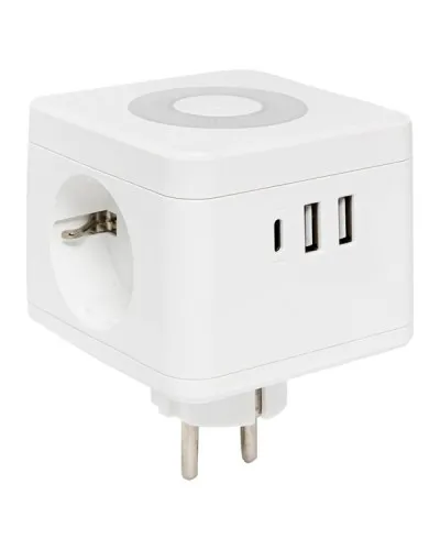 Тройник Куб 2 гнезда 2USB 2,4А+Type C + Ночник. Тройник Куб. EKF в Вологде