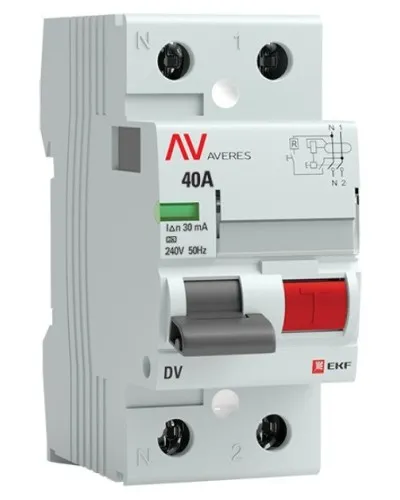 DV 2P 40А/ 30мА (A)  AVERES (rccb-2-40-30-a-av). Выключатели дифференциального тока (УЗО). EKF в Вологде