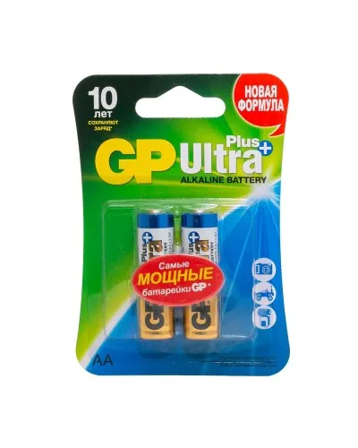 GP Ultra Plus Alkaline 15A AA (GP 15AUP-2CR2), упак. 2 шт. БЛИСТЕР. Алкалиновые батарейки. GP Batteries в Вологде