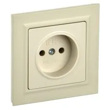 Розетка без з/к РС10-1-0-БрКр бежевый BRITE (BR-R10-10-K10). Розетка без заземления без защитных шторок. IEK
