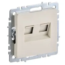 Розетка RJ45 РК10-2-БрКр кат.5E, бежевый BRITE (BR-K20-1-K10). Розетка компьютерная двойная. IEK
