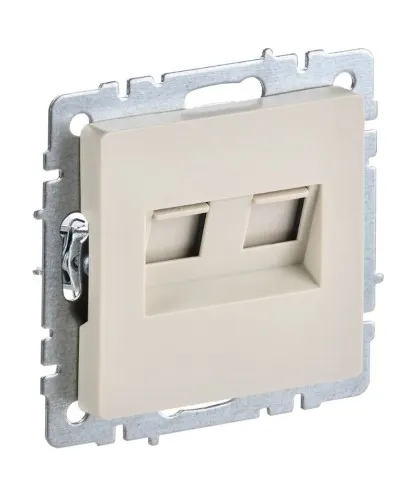 Розетка RJ45 РК10-2-БрКр кат.5E, бежевый BRITE (BR-K20-1-K10). Розетка компьютерная двойная. IEK в Вологде