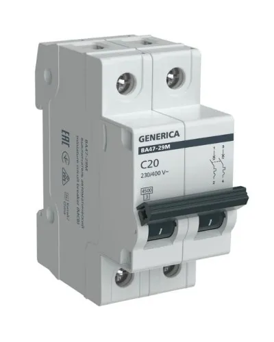 GENERICA ВА47-29М 2P C 20А 4,5кА (MVA21-2-020-C-G). Автоматический выключатель. IEK в Вологде