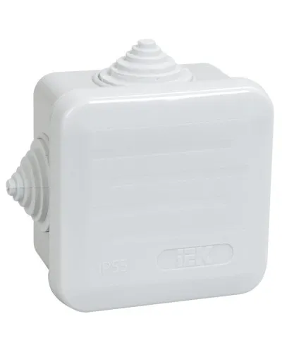 Коробка распаячная КМ41236 70х70х40 открытой проводки IP44 4 гермоввода серая (UKOZ11-070-070-040-K41-44). Коробка распаячная безгалогенная (HF) с защелкивающейся крышкой. IEK в Вологде