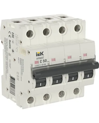 M10N 4P C 50А 10кА ARMAT (AR-M10N-4-C050). Автоматический выключатель. IEK в Вологде