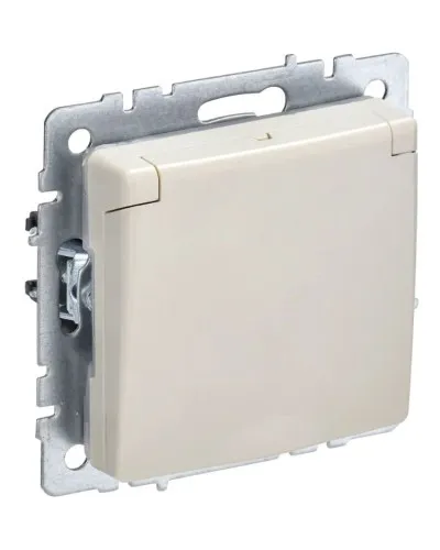 Розетка с з/к РСбш10-3-44-БрКр бежевый BRITE (BR-R16-16-44-K10). Розетка с заземлением с защитными шторками и крышкой. IEK в Вологде