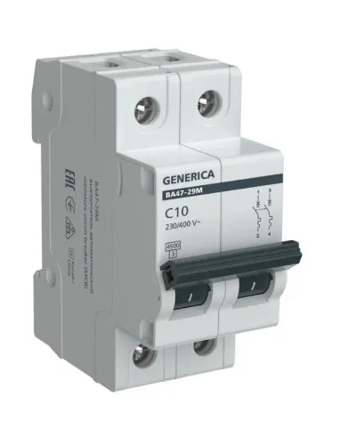 GENERICA ВА47-29М 2P C 10А 4,5кА (MVA21-2-010-C-G). Автоматический выключатель. IEK в Вологде