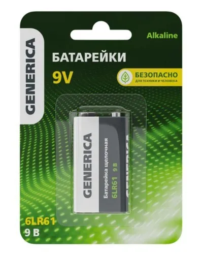 Батарейка Alkaline 6LR61 9V GENERICA (ABT-6LR619V-ST-L02-G). Батарейка щелочная. IEK в Вологде