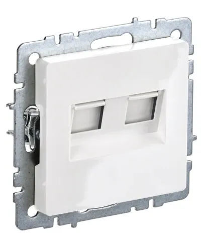 Розетка RJ45 РК10-2-БрБ кат.5E, белая BRITE (BR-K20-1-K01). Розетка компьютерная двойная. IEK в Вологде