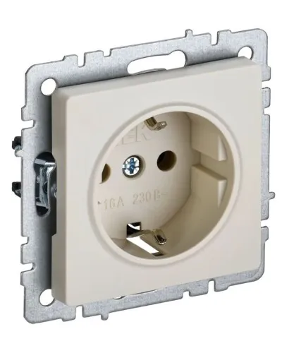 Розетка без з/к РС11-1-0-БрКр бежевый BRITE (BR-R11-16-K10). Розетка без заземления без защитных шторок. IEK в Вологде