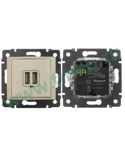 Розетка Valena двойная, USB, слоновая кость (774170). Розетка. LegranD в Вологде