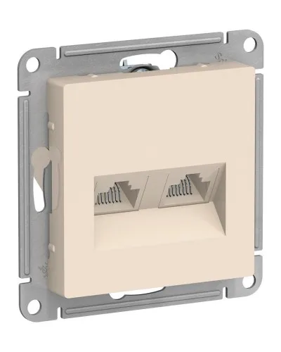 AtlasDesign розетка RJ45+RJ45, 2-местная, скрытой установки, механизм, бежевый (ATN000285). Розетка компьютерная. Systeme Electric в Вологде