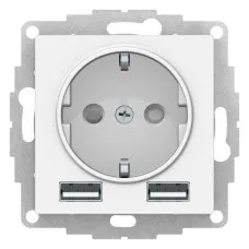 AtlasDesign розетка 1-местная с 2 USB A+A, скрытой установки, механизм, белый (ATN000130). Розетка с USB. Systeme Electric